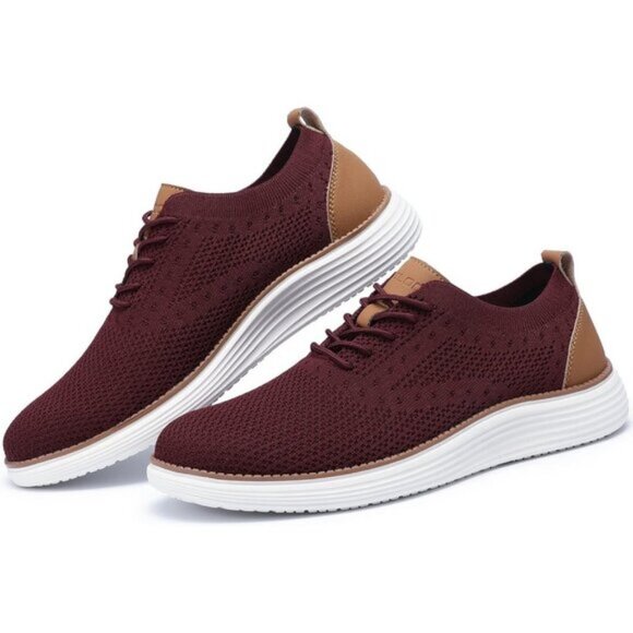 🆕VILOCY Men's Wine Red Casual Dress Oxfords Business Mesh Breathable Sneakers - Picture 6 of 8